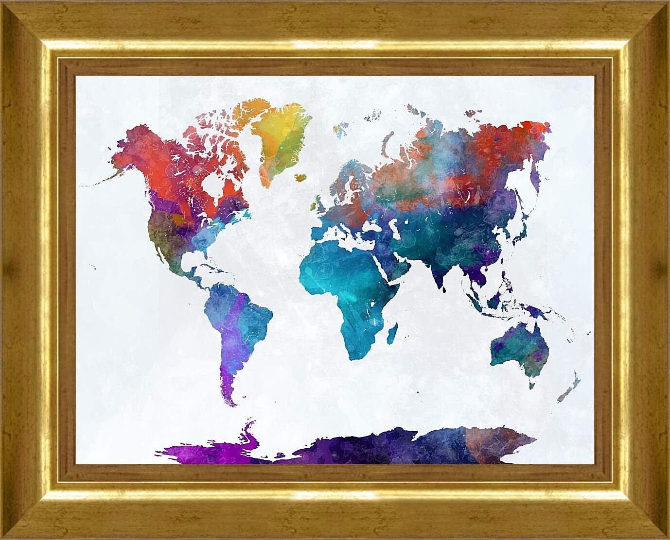 Картина в раме - Карта мира, чернильная