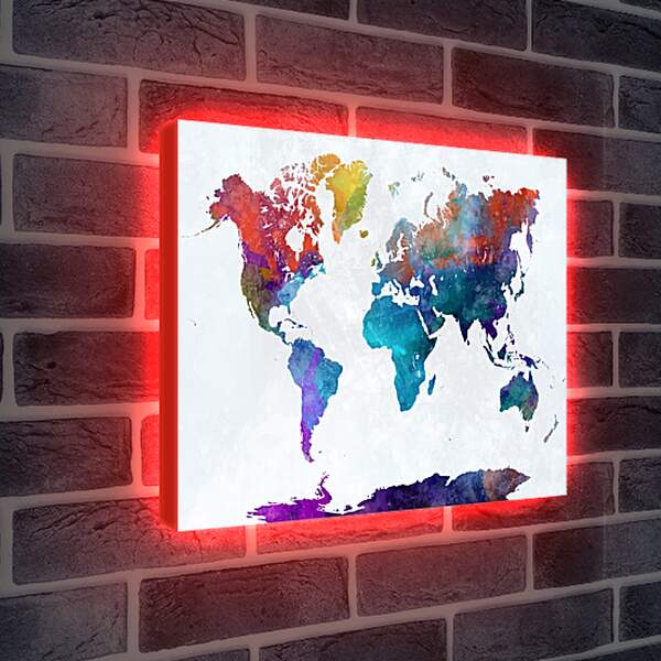Лайтбокс световая панель - Карта мира, чернильная