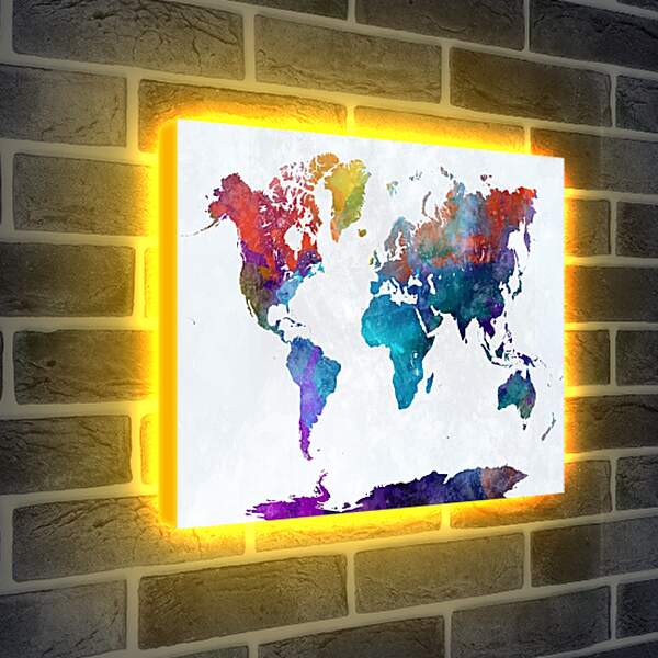 Лайтбокс световая панель - Карта мира, чернильная