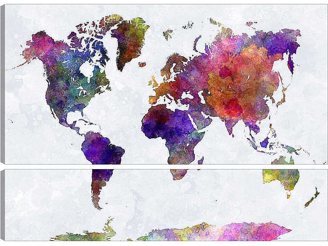 Модульная картина - Чернильная карта мира