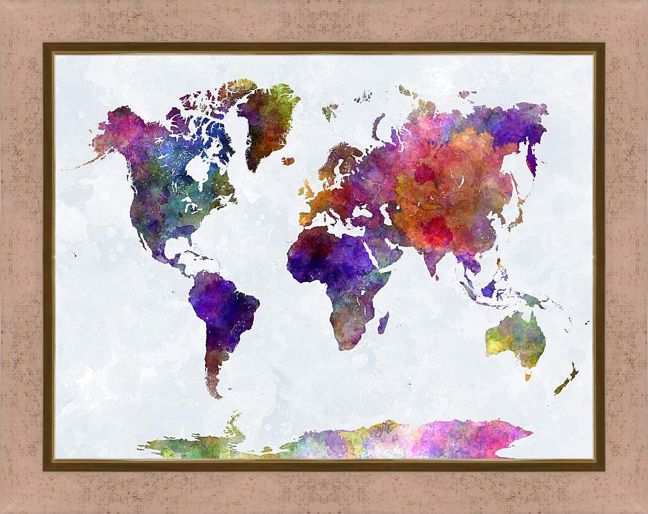 Картина в раме - Чернильная карта мира