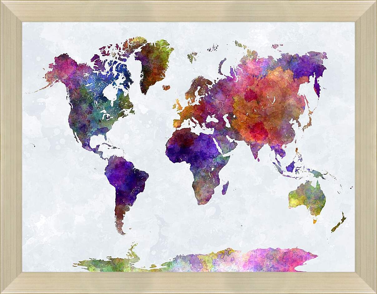 Картина в раме - Чернильная карта мира