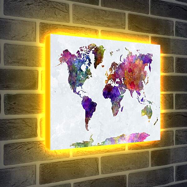 Лайтбокс световая панель - Чернильная карта мира