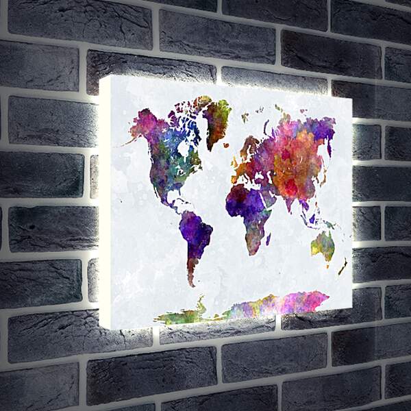 Лайтбокс световая панель - Чернильная карта мира