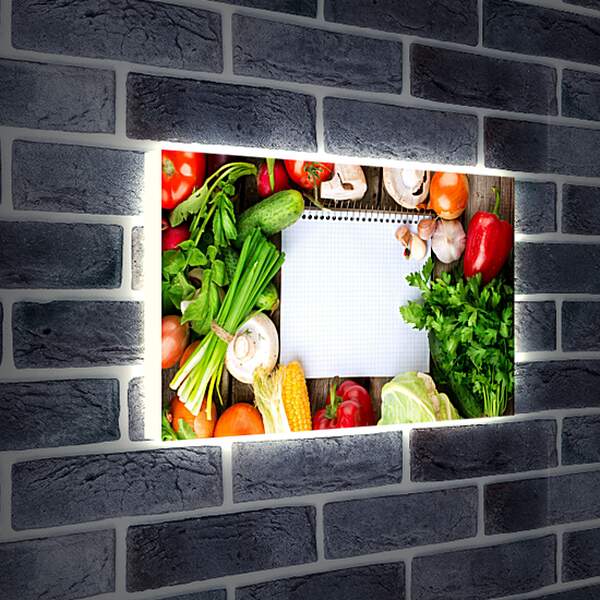 Лайтбокс световая панель - Кукуруза, грибы, зелень и овощи