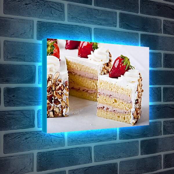 Лайтбокс световая панель - Кусочек торта с клубникой