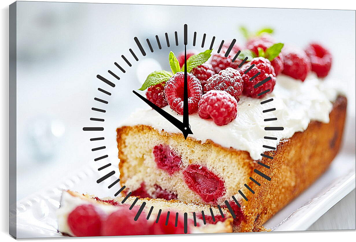 Часы картина - Малиновый десерт