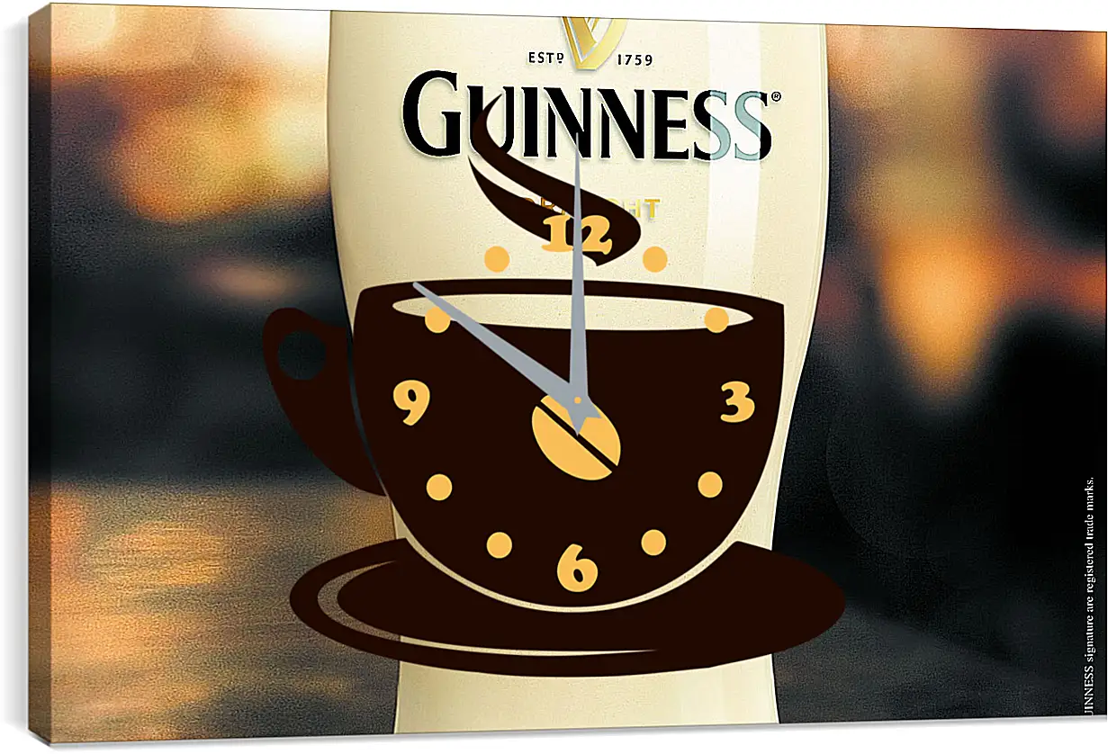 Часы картина - Бокал Guinness