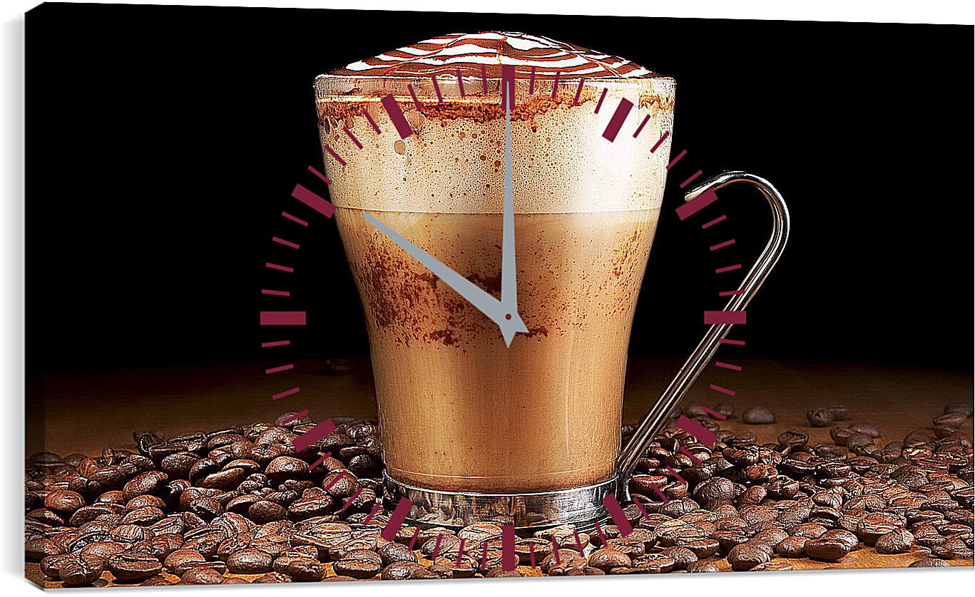 Часы картина - Чашка на зернах кофе