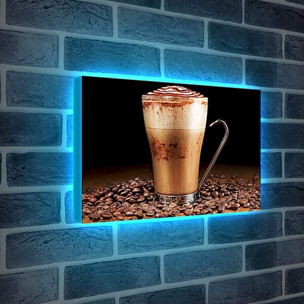 Лайтбокс световая панель - Чашка на зернах кофе