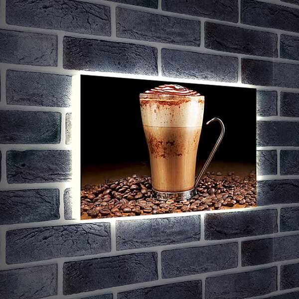 Лайтбокс световая панель - Чашка на зернах кофе