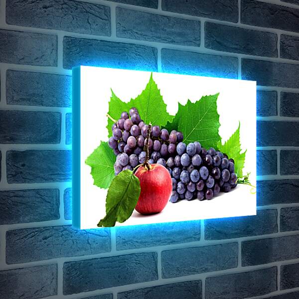 Лайтбокс световая панель - Яблоко, виноград и листья винограда