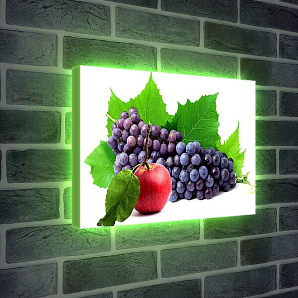 Лайтбокс световая панель - Яблоко, виноград и листья винограда