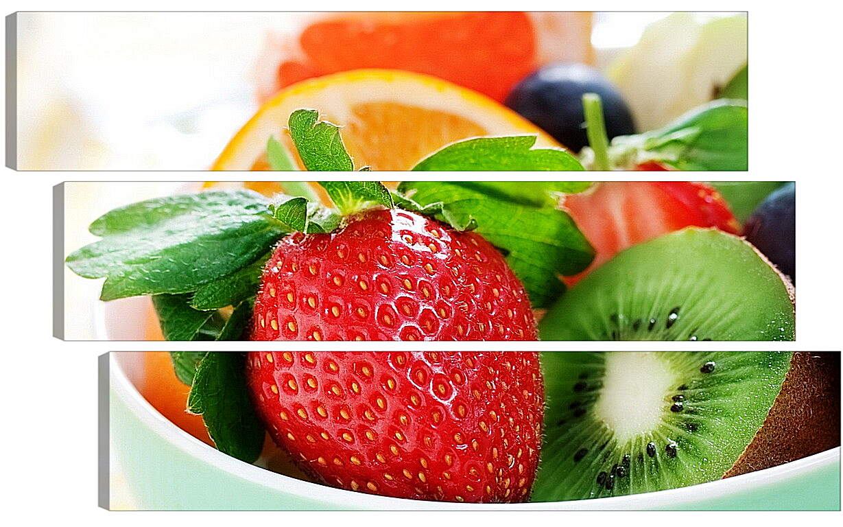 Модульная картина - Клубника, киви, апельсин и другие ягоды и фрукты