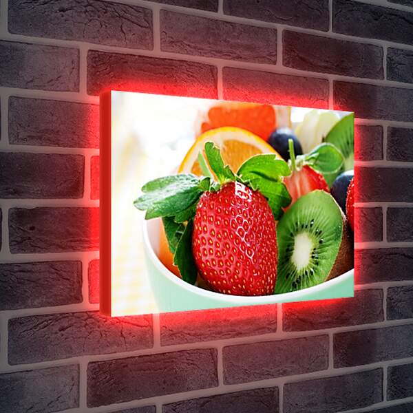 Лайтбокс световая панель - Клубника, киви, апельсин и другие ягоды и фрукты