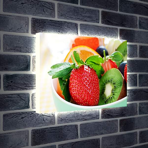 Лайтбокс световая панель - Клубника, киви, апельсин и другие ягоды и фрукты