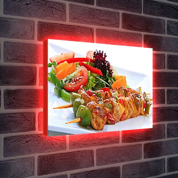 Лайтбокс световая панель - Два шашлыка и салат