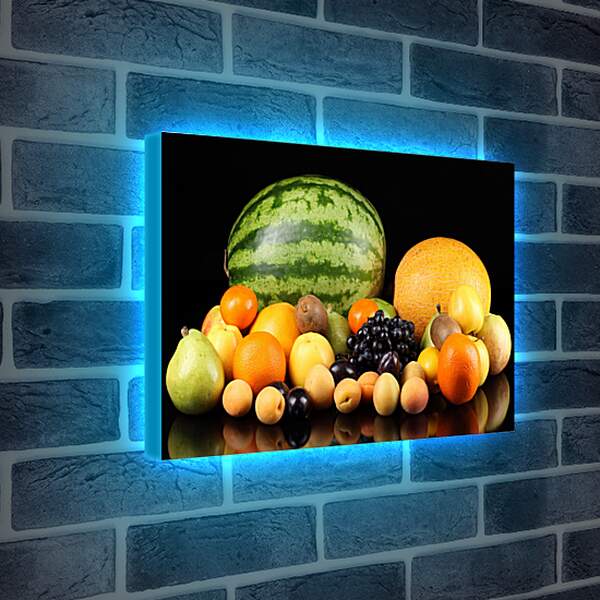 Лайтбокс световая панель - Арбуз, дыня и фрукты на столе