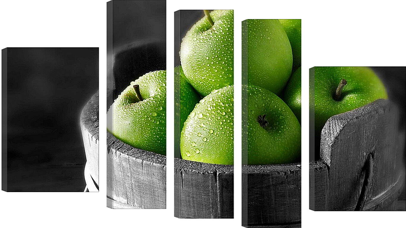 Модульная картина - Полное ведро зелёных яблок