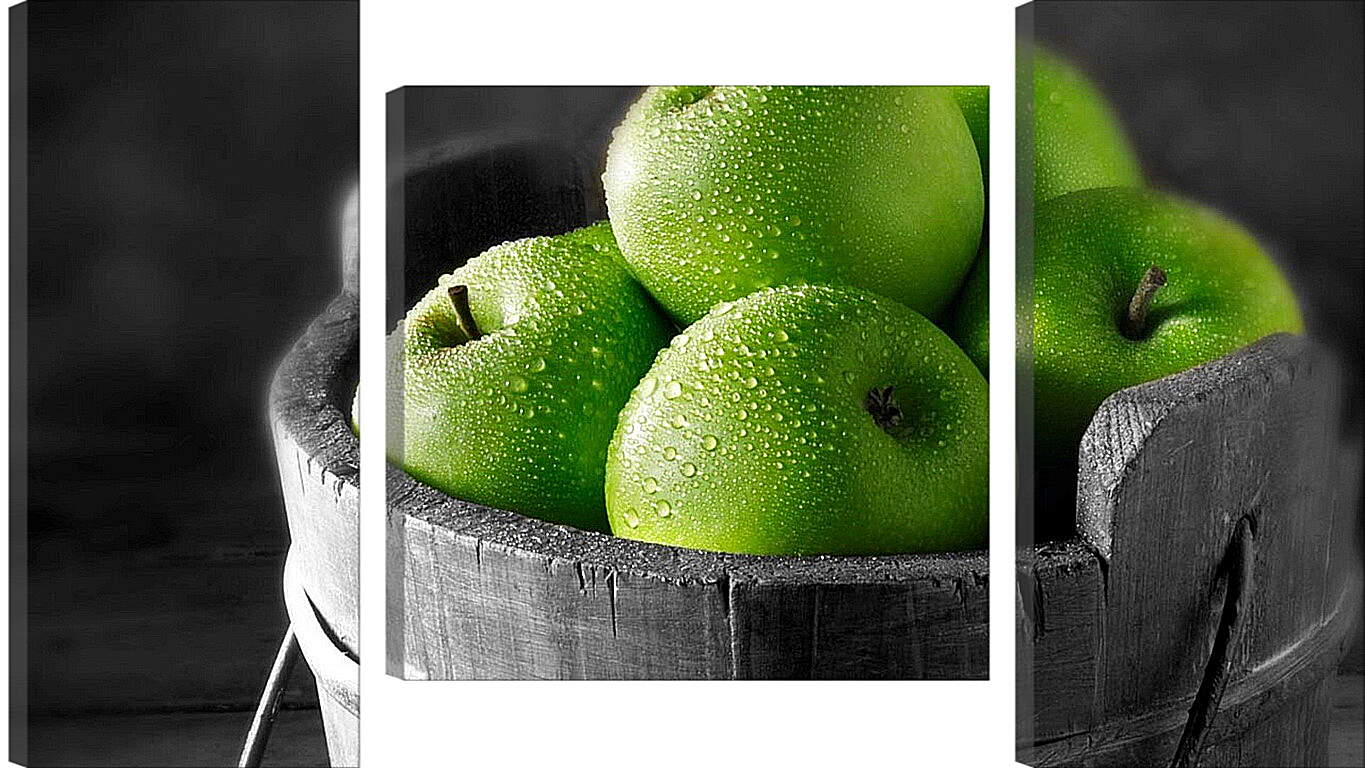Модульная картина - Полное ведро зелёных яблок