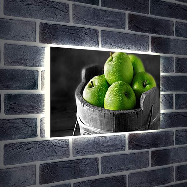 Лайтбокс световая панель - Полное ведро зелёных яблок