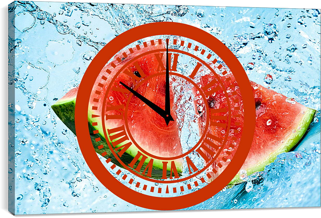 Часы картина - Два кусочка арбуза в воде
