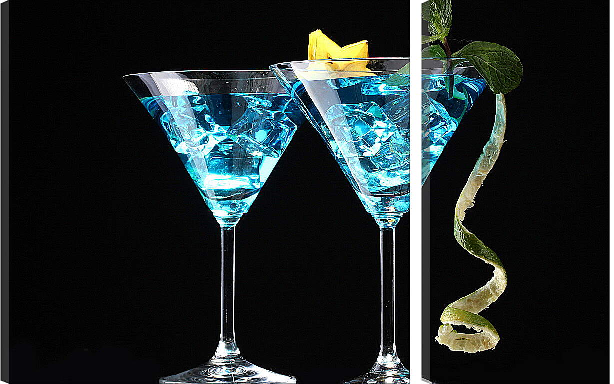 Модульная картина - Два бирюзовых коктейля