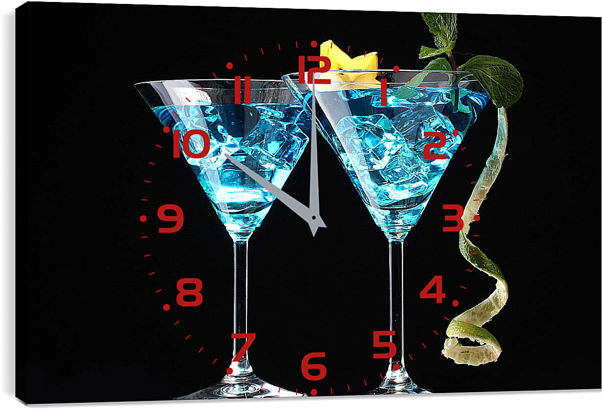 Часы картина - Два бирюзовых коктейля