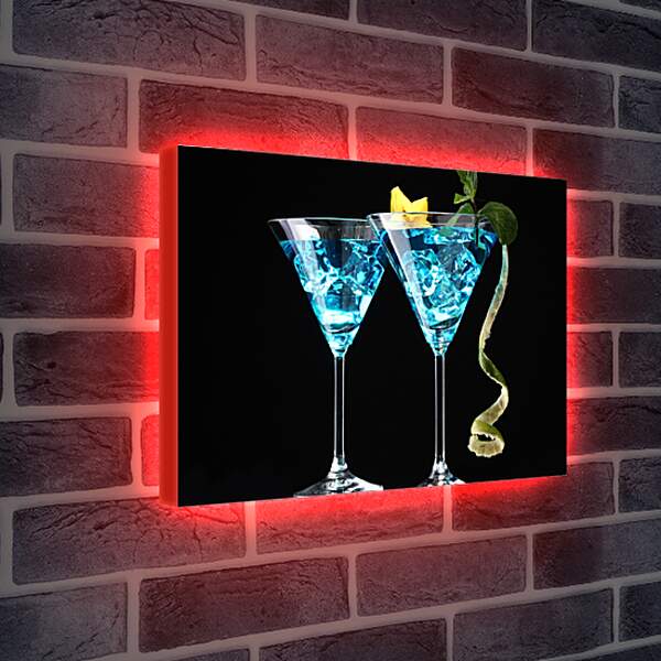 Лайтбокс световая панель - Два бирюзовых коктейля