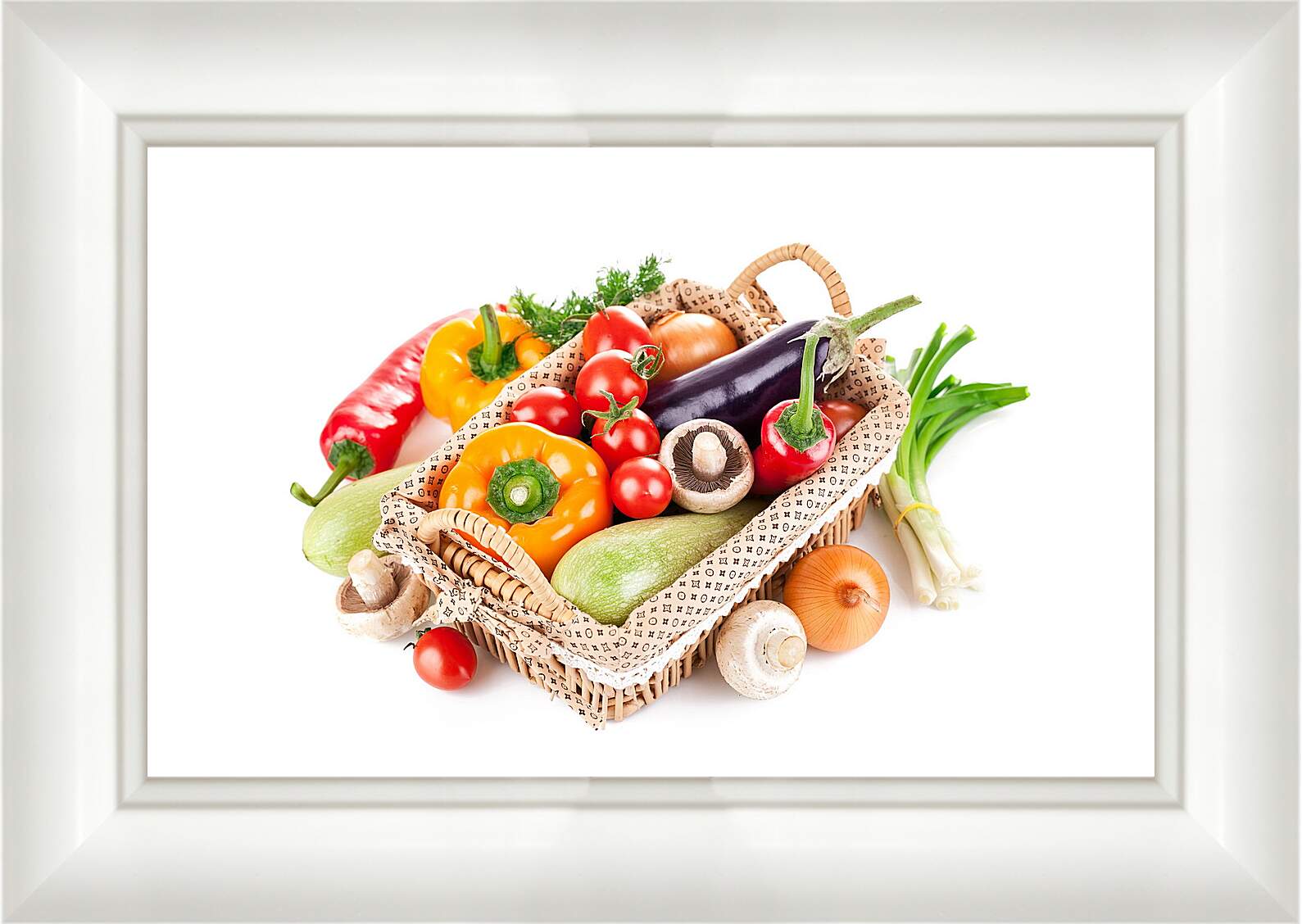 Картина в раме - Овощи, зелень и грибы