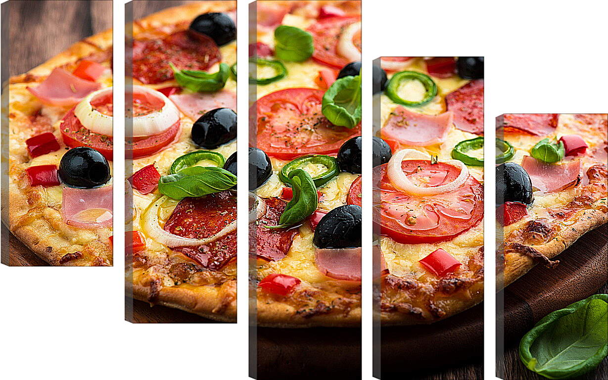 Модульная картина - Пицца с оливками и ветчиной