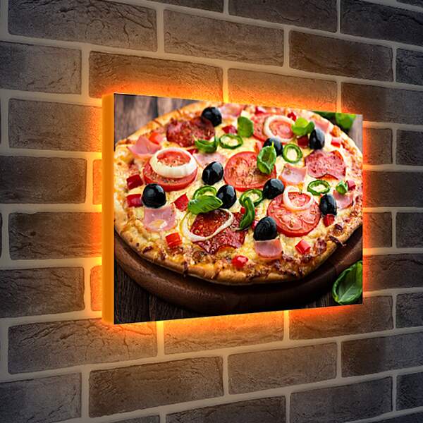 Лайтбокс световая панель - Пицца с оливками и ветчиной