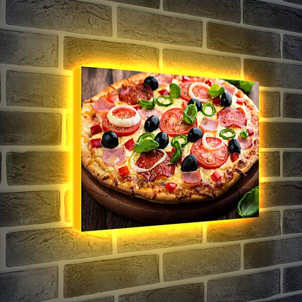 Лайтбокс световая панель - Пицца с оливками и ветчиной