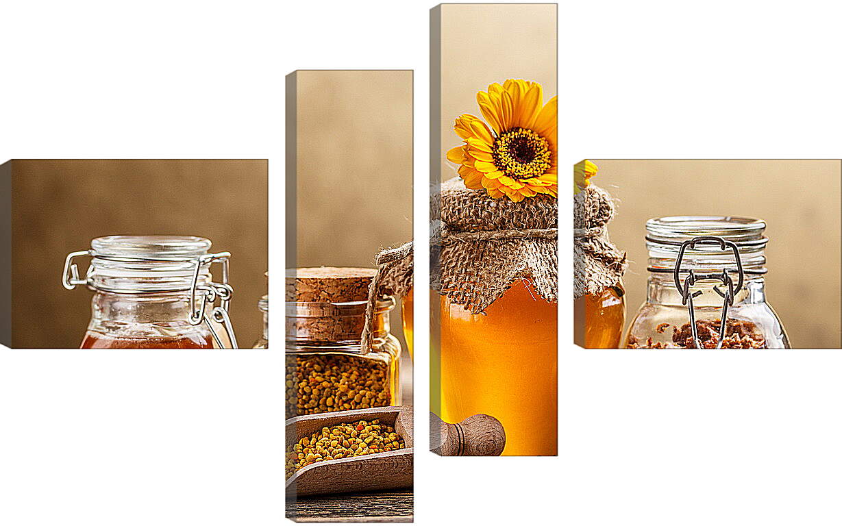 Модульная картина - Две баночки мёда на столе