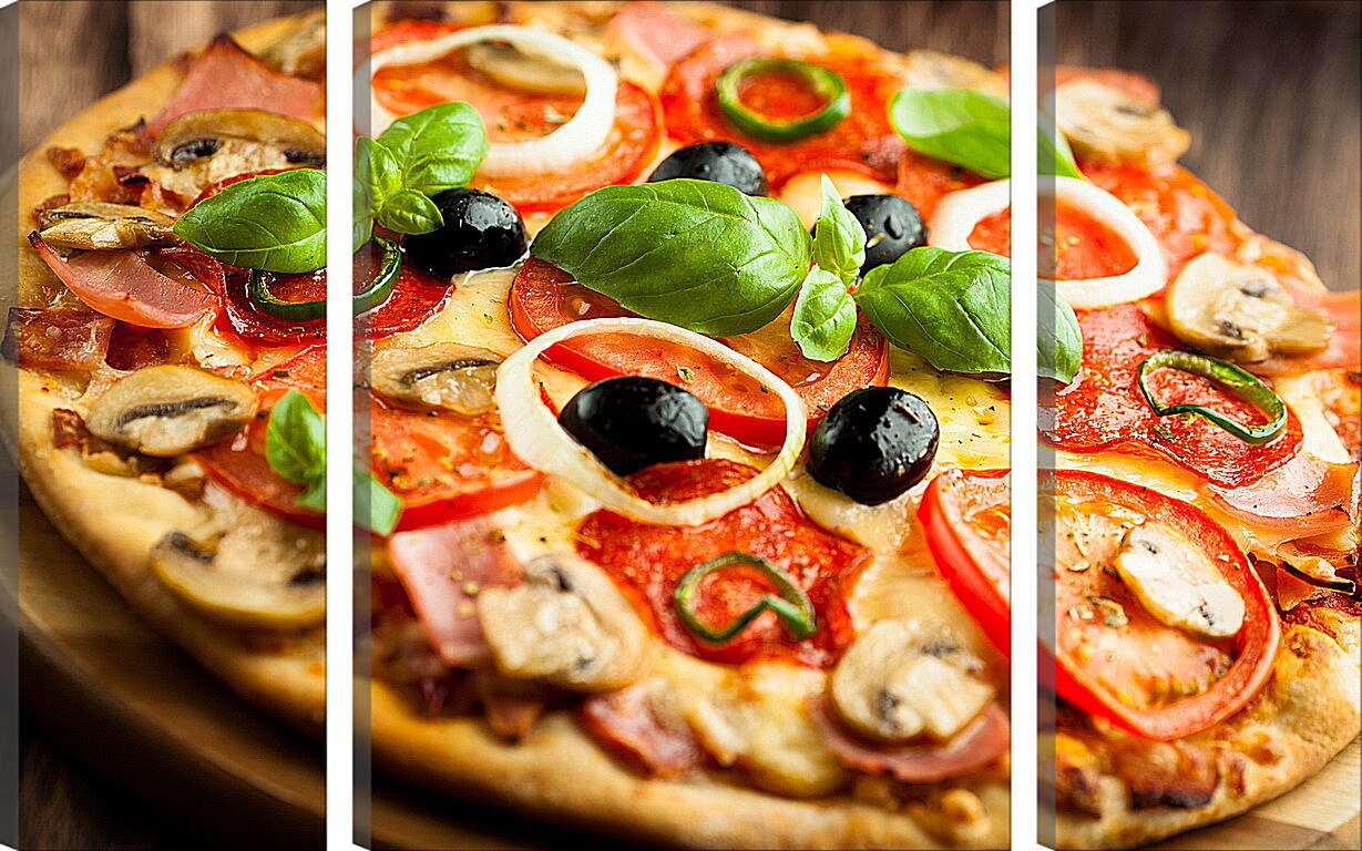 Модульная картина - Грибная пицца с оливками