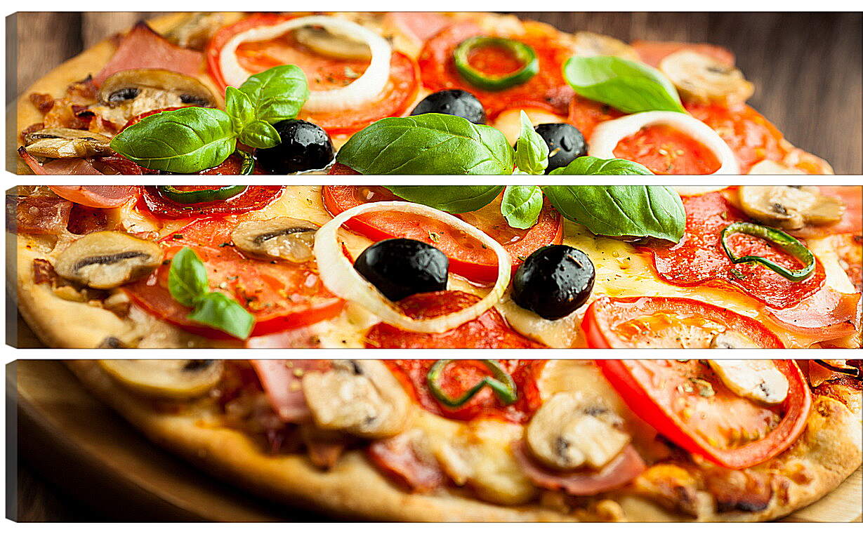 Модульная картина - Грибная пицца с оливками