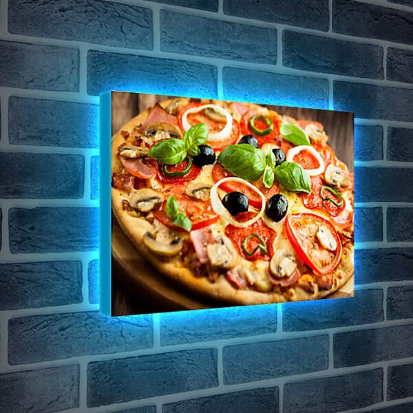 Лайтбокс световая панель - Грибная пицца с оливками