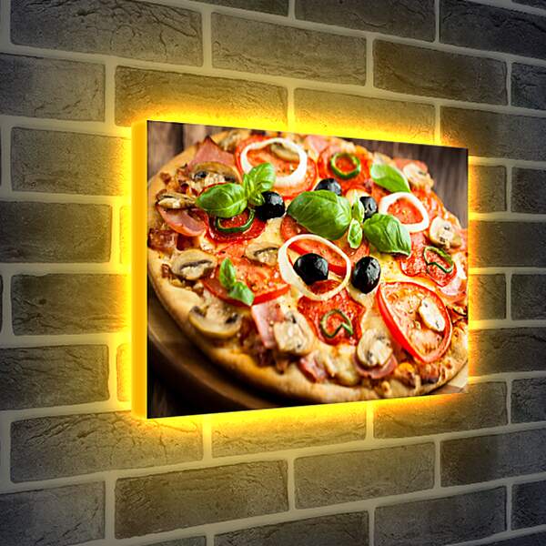 Лайтбокс световая панель - Грибная пицца с оливками