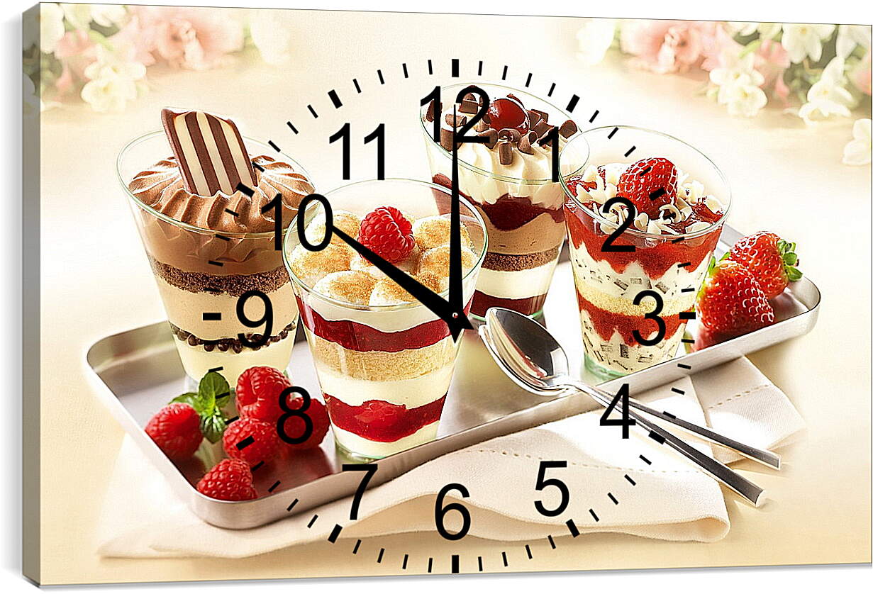 Часы картина - Вкуснейшие десерты на подносе