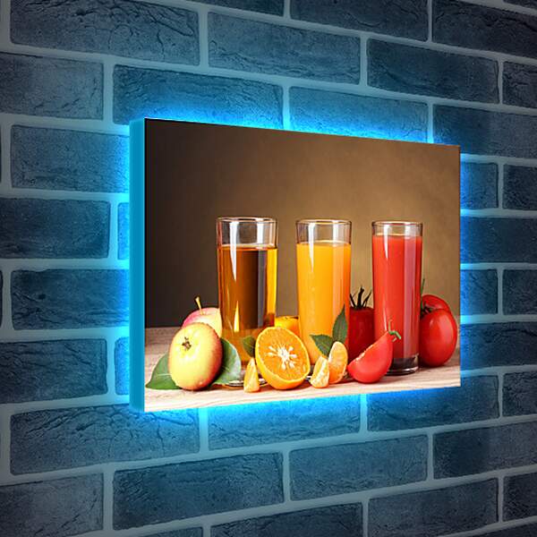 Лайтбокс световая панель - Яблочный, апельсиновый, томатный соки