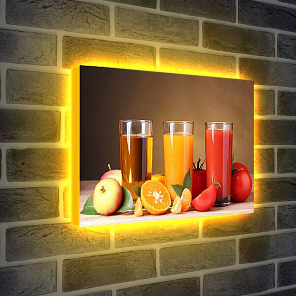 Лайтбокс световая панель - Яблочный, апельсиновый, томатный соки