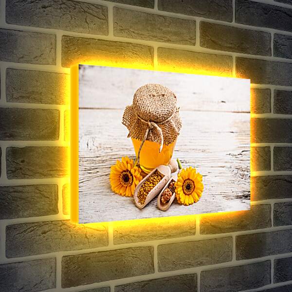 Лайтбокс световая панель - Закрытая стеклянная баночка мёда