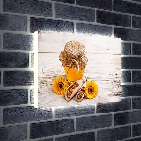 Лайтбокс световая панель - Закрытая стеклянная баночка мёда