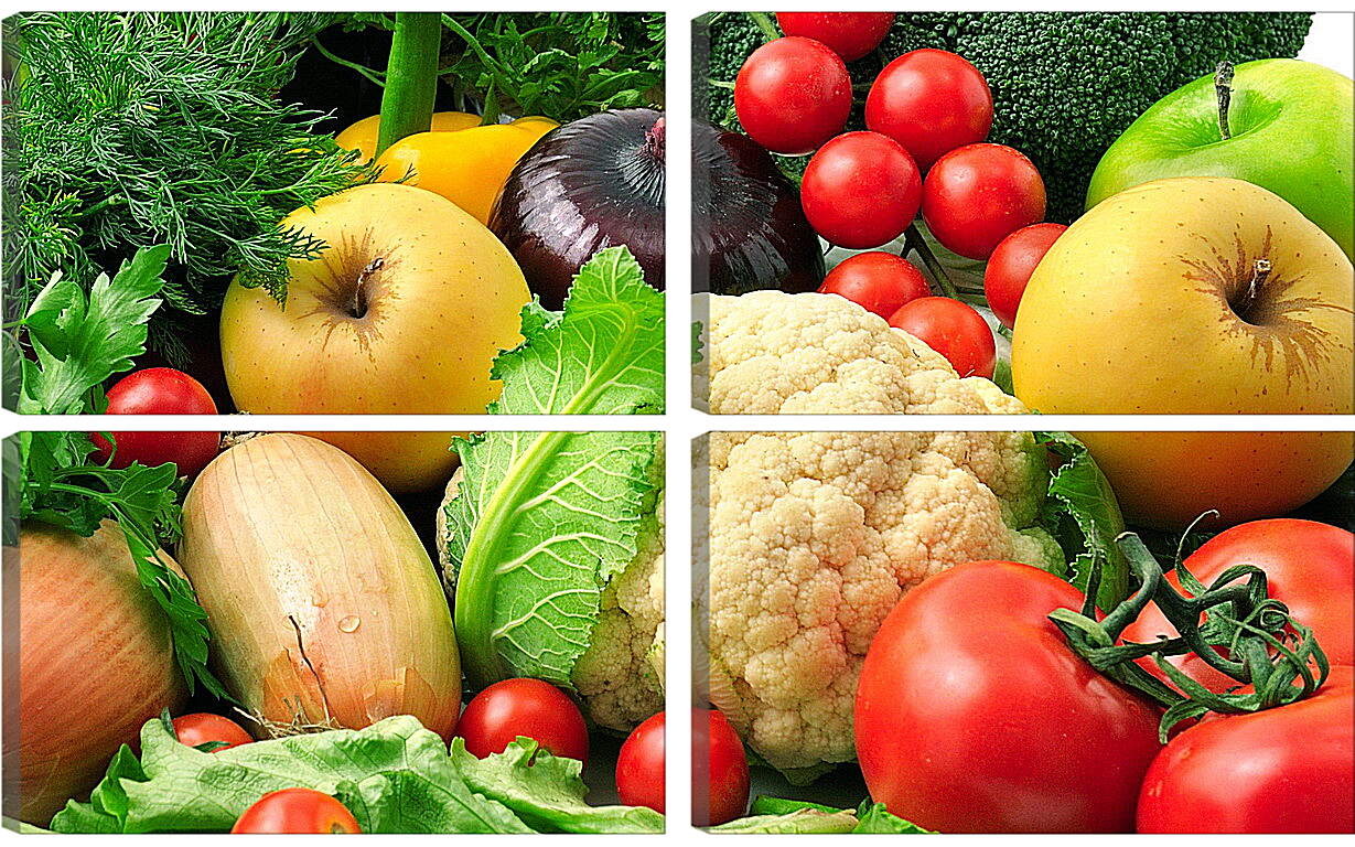 Модульная картина - Зелень, овощи и фрукты
