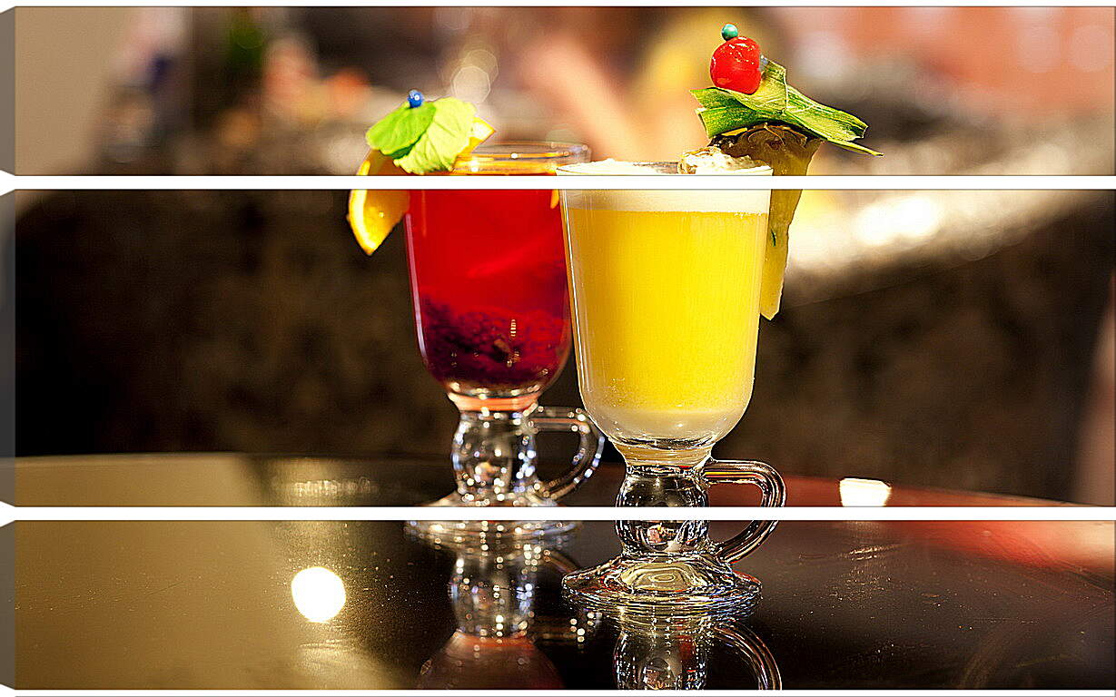 Модульная картина - Два коктейля красного и жёлтого цвета