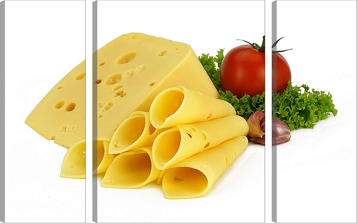 Модульная картина - Вкуснейший сыр и спелый помидор
