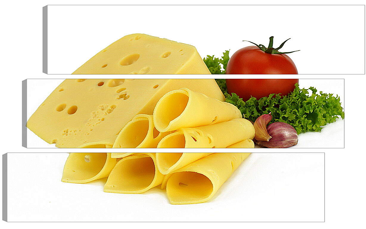 Модульная картина - Вкуснейший сыр и спелый помидор