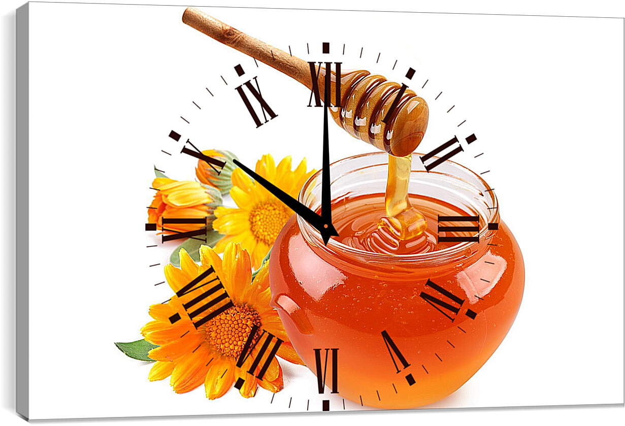 Часы картина - Веретено и баночка мёда