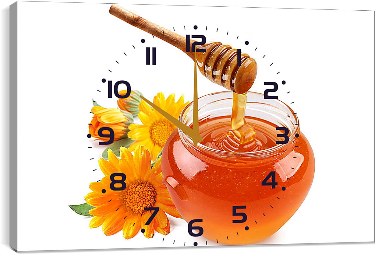 Часы картина - Веретено и баночка мёда