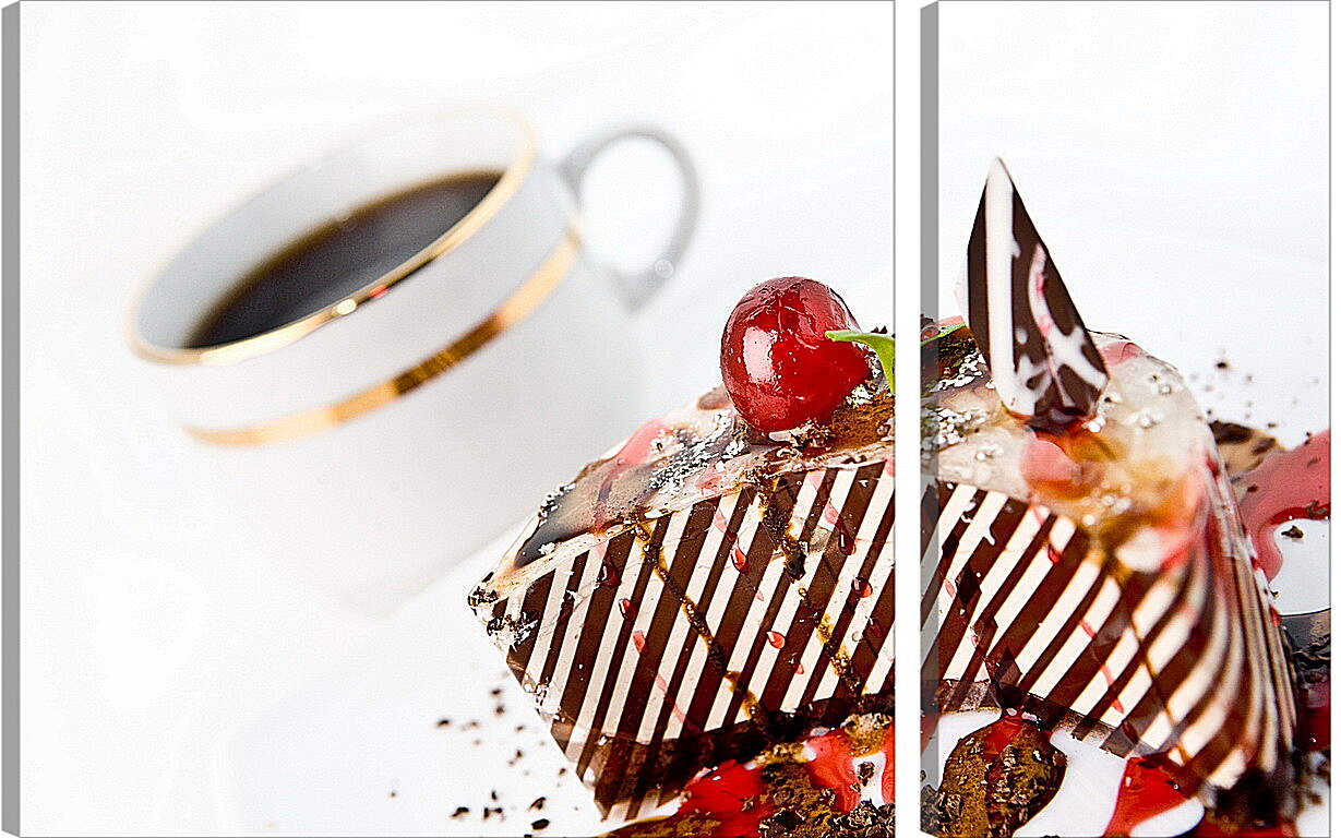 Модульная картина - Кусочек торта и чашка кофе